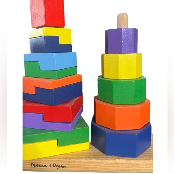 Melissa & Doug Geometric Stacker - Wooden Educational Toy - Picture 2 of 3